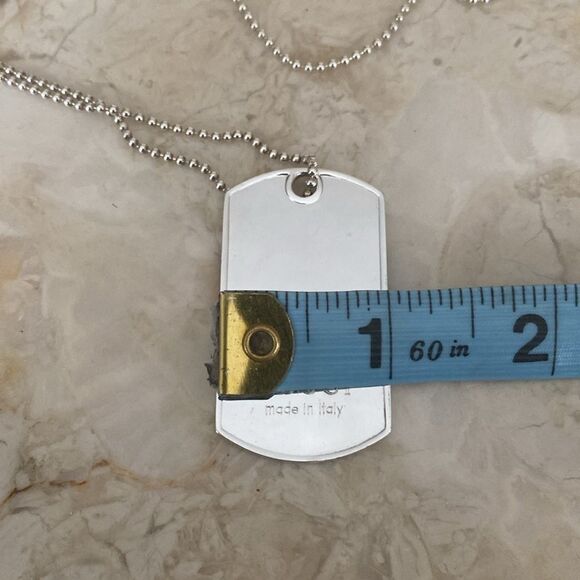 Gucci 925 Sterling Silver Dog Tag & 30” Ball Chain Unisex - Picture 10 of 12